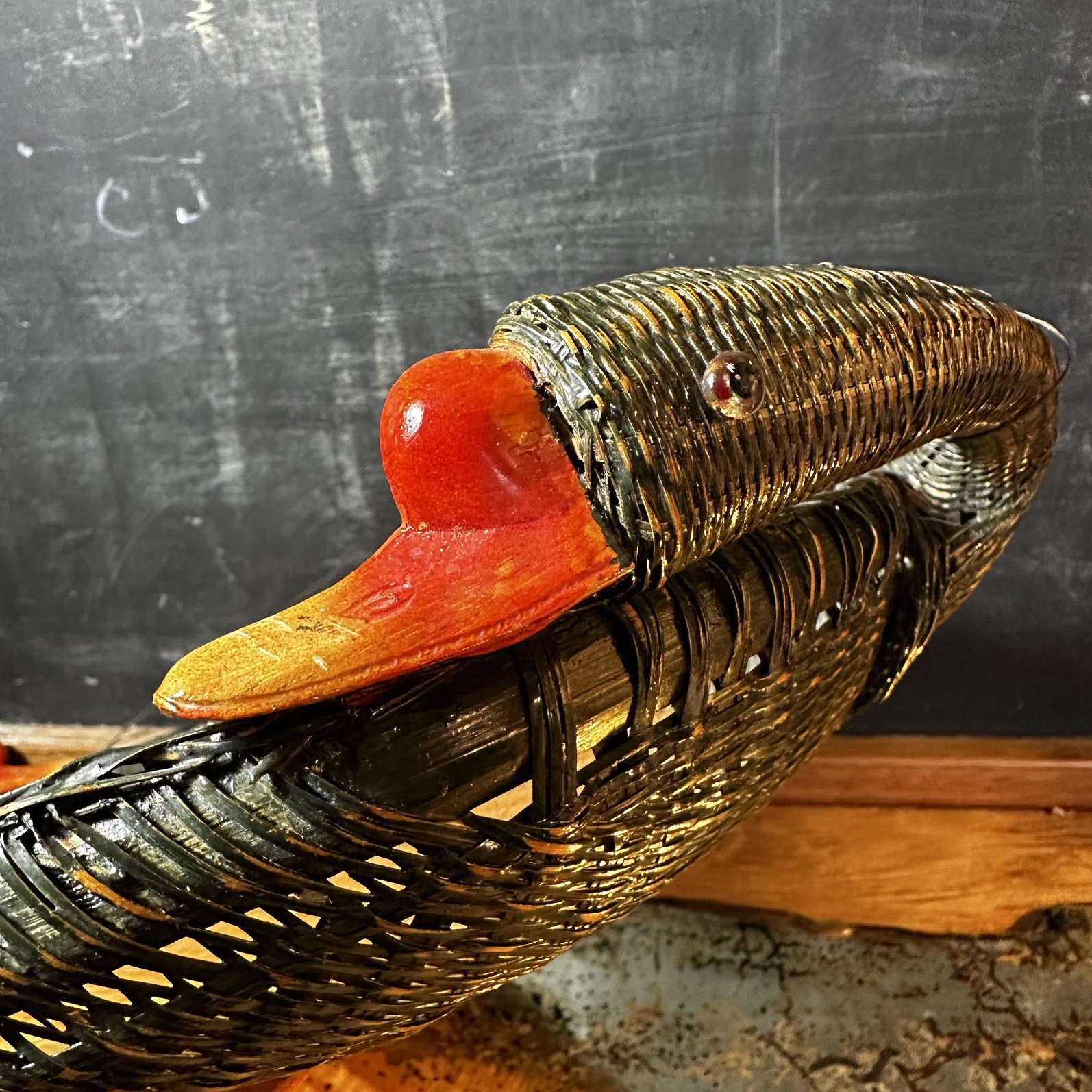 Vintage Shanghai Chinese Duck Basket Woven  Rustic Farmhouse 