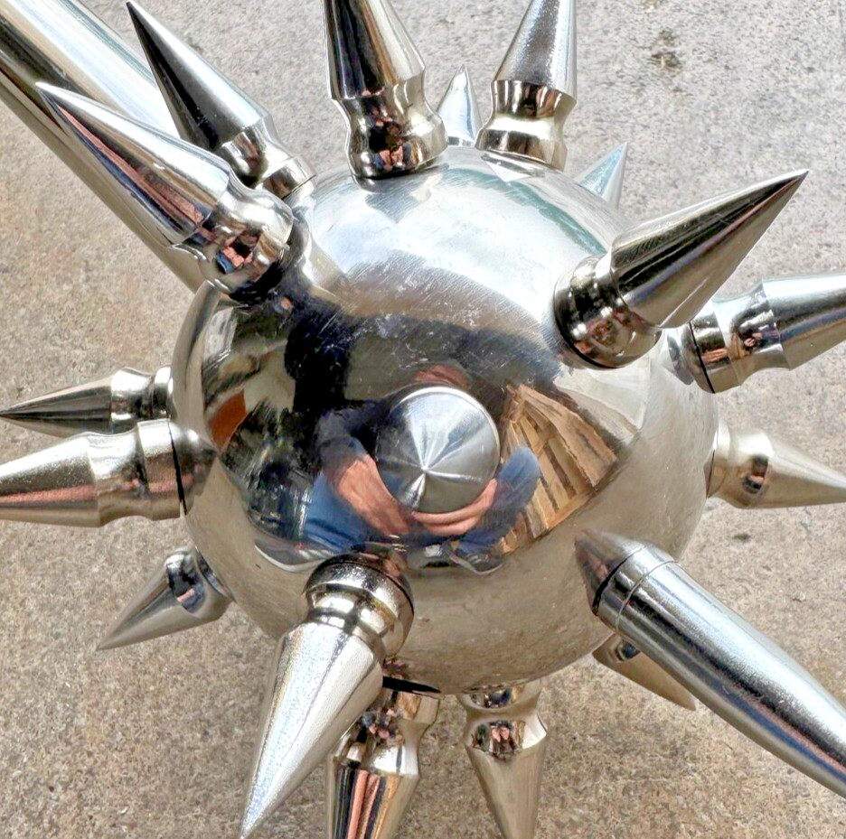 Medieval Spiked Ball Mace Silver Morning Star Chrome 32” XL Middle Ages larp