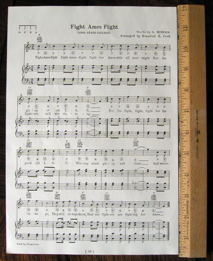 IOWA STATE UNIVERSITY Vintage Fight Song c 1929 