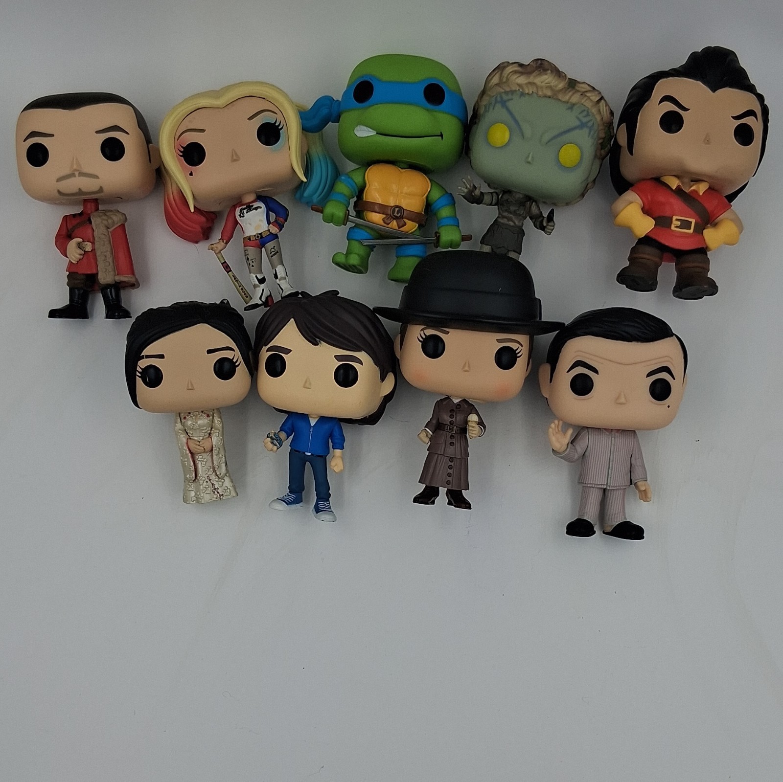 Funko Pop Mixed Lot 9 Figures Harley Quinn TMNT Mr Bean DC Comics Disney 