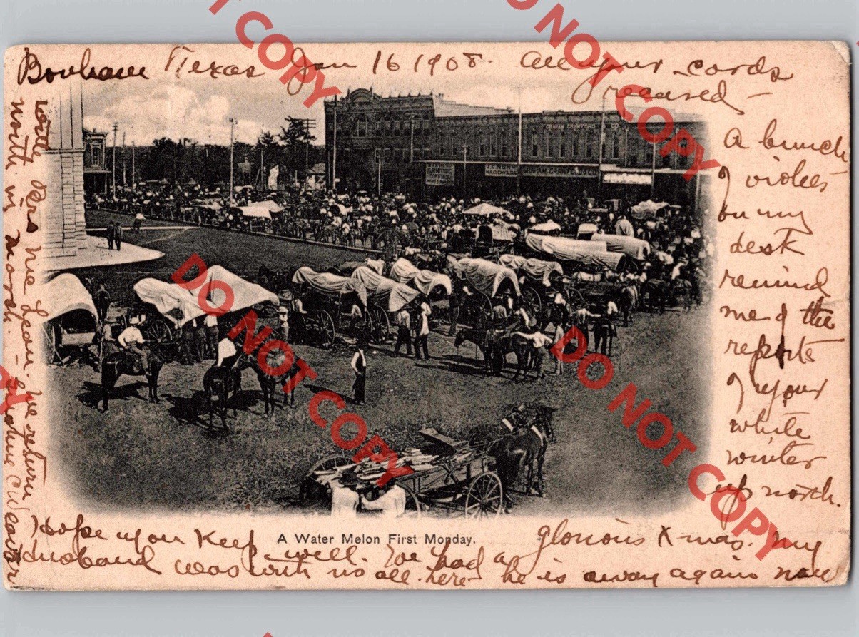 c1905 A Watermelon First Monday Street View Carriages Bonham Texas TX UDB