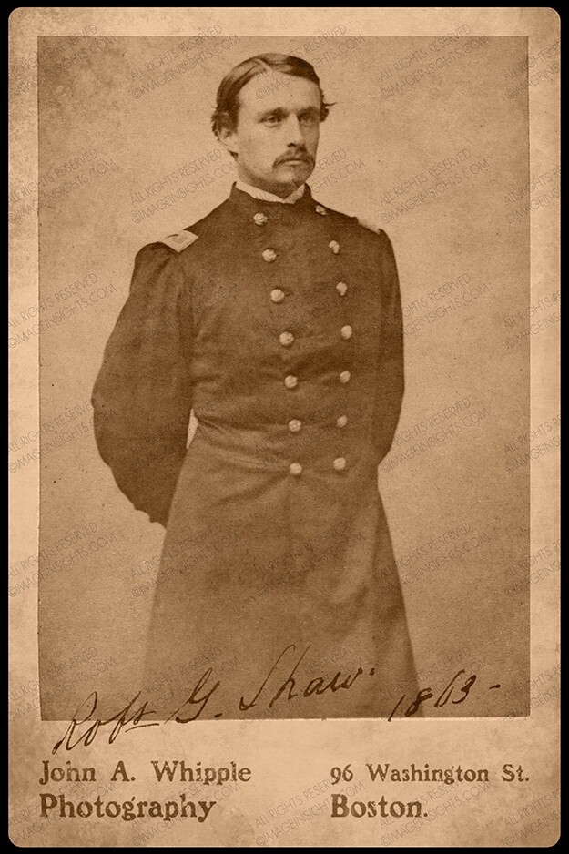 SUPER RARE ROBERT GOULD SHAW CIVIL WAR PHOTOGRAPH w/Autograph Cabinet Card RP
