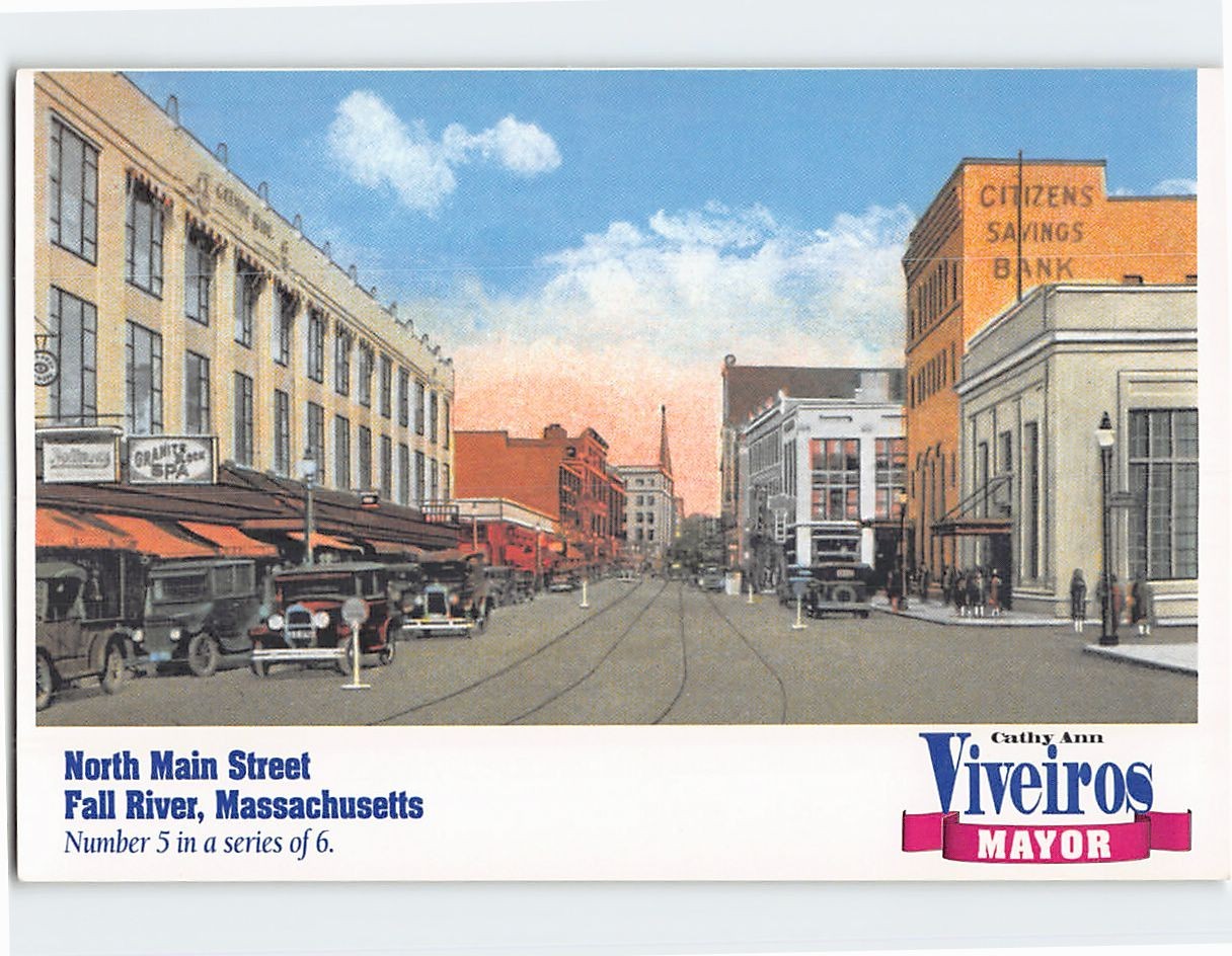 Postcard North Main Street Fall River Massachusetts USA