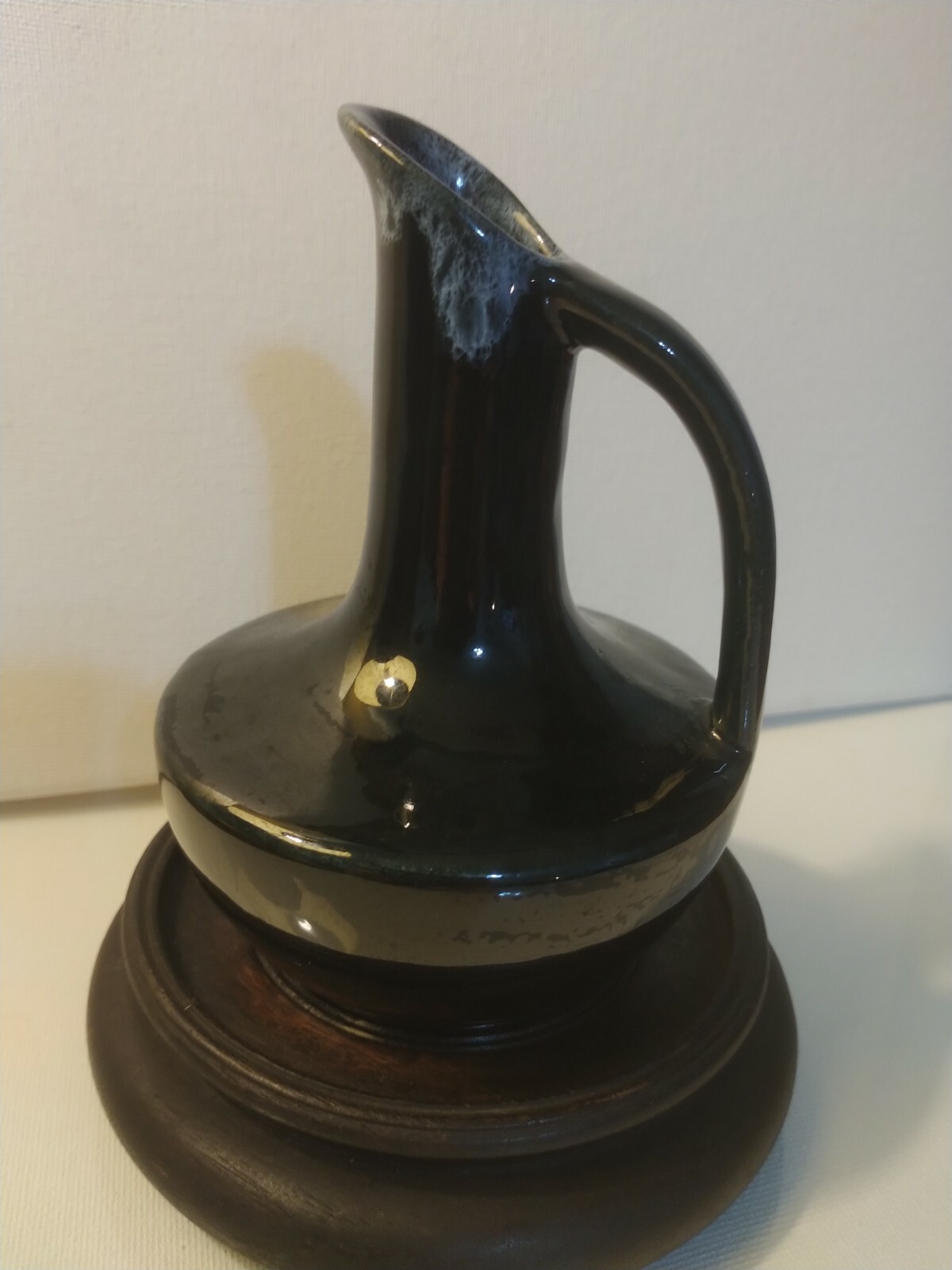 Van Briggle Pottery Vase- Black with Blue drip-Height-5.5\ Van Briggle Pottery Vase- Black with Blue drip-Height-5.5\