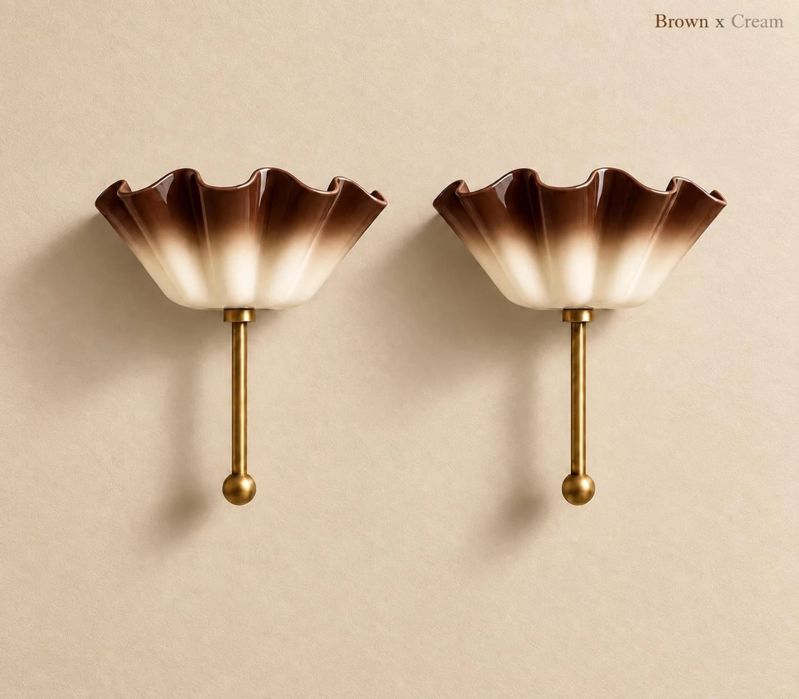 Handmade Vintage Brass Ruffle Shade Mid Century Modern Brass Half Flower