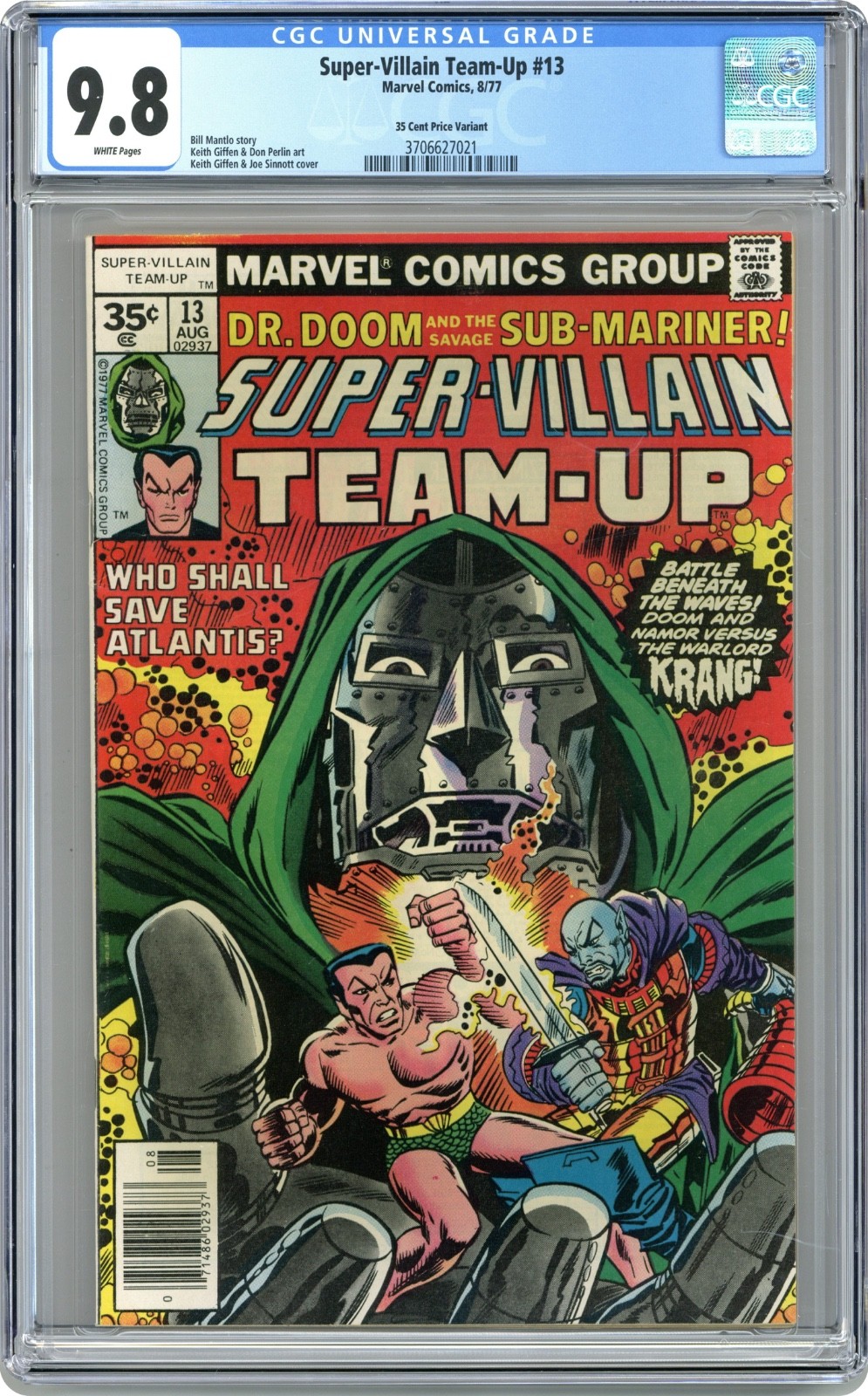 Super-Villain Team-Up # 13 - 35 Cent Price Variant - 1977 CGC 9.8 WHITE 1 of 2 Super-Villain Team-Up # 13 - 35 Cent Price Variant - 1977 CGC 9.8 WHITE 1 of 2