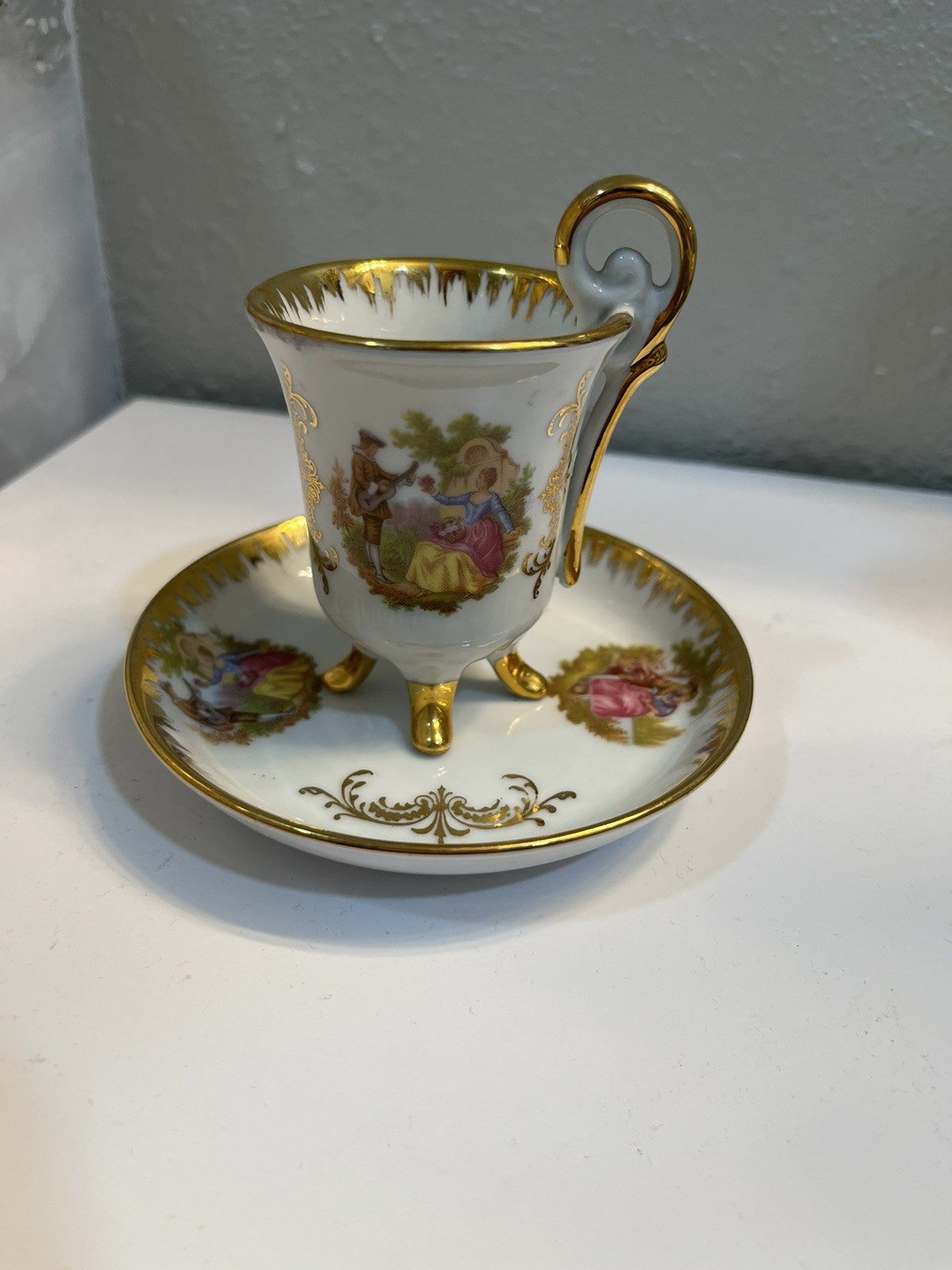 Kleiber Bavaria Teacup Expresso Cup & Saucer - Handarbell  - 22k Gold