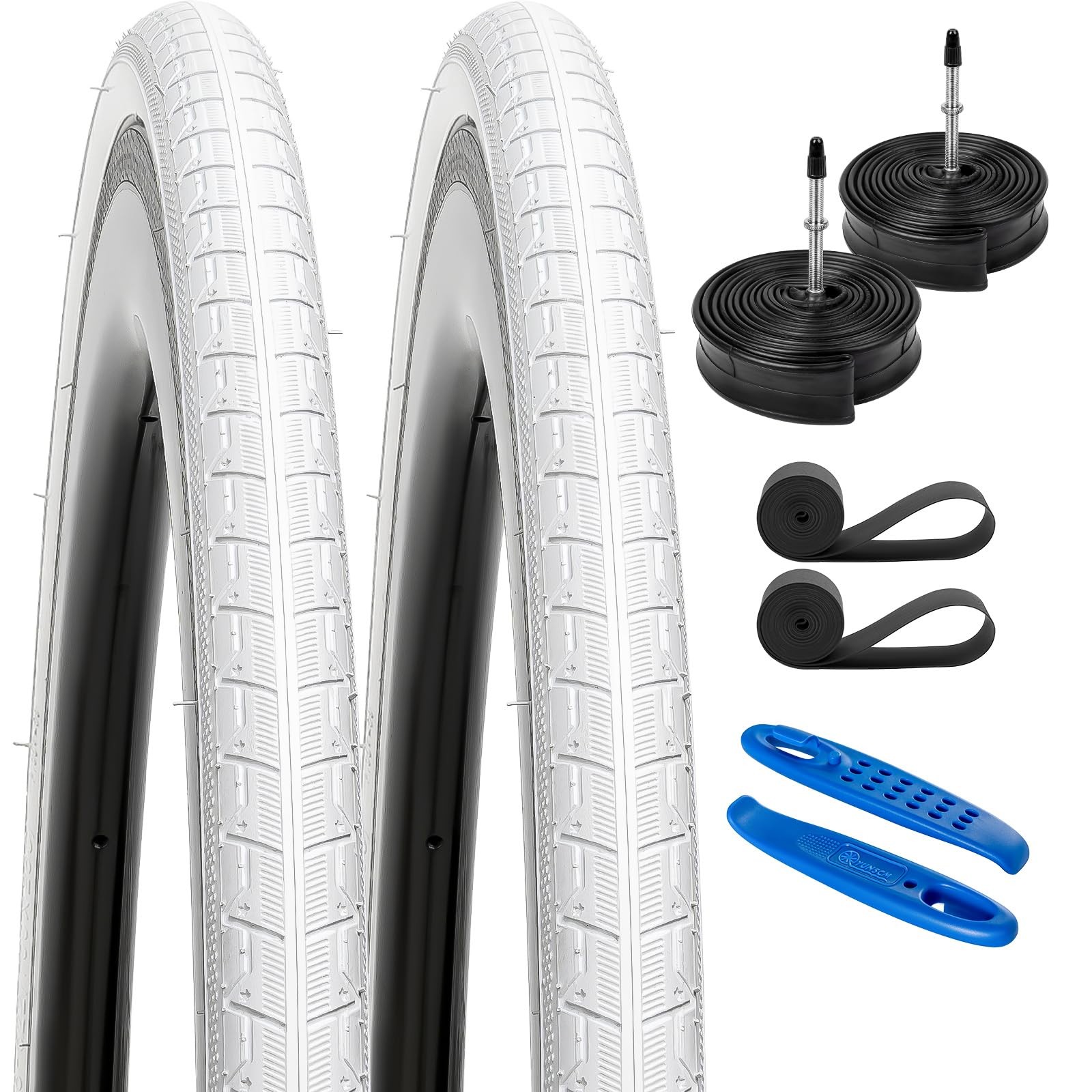 Yunscm 2-Pack, 700X28C Tires, White, Bicycle Tires 700X28C/30C, 700X28C 28-622 _