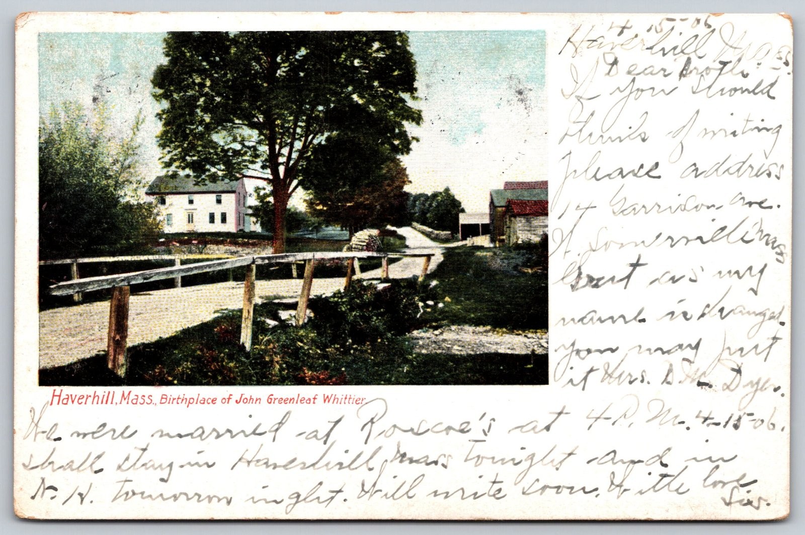 Haverhill Massachusetts Birthplace John Greenleaf Whittier Postcard PC278 Haverhill Massachusetts Birthplace John Greenleaf Whittier Postcard PC278