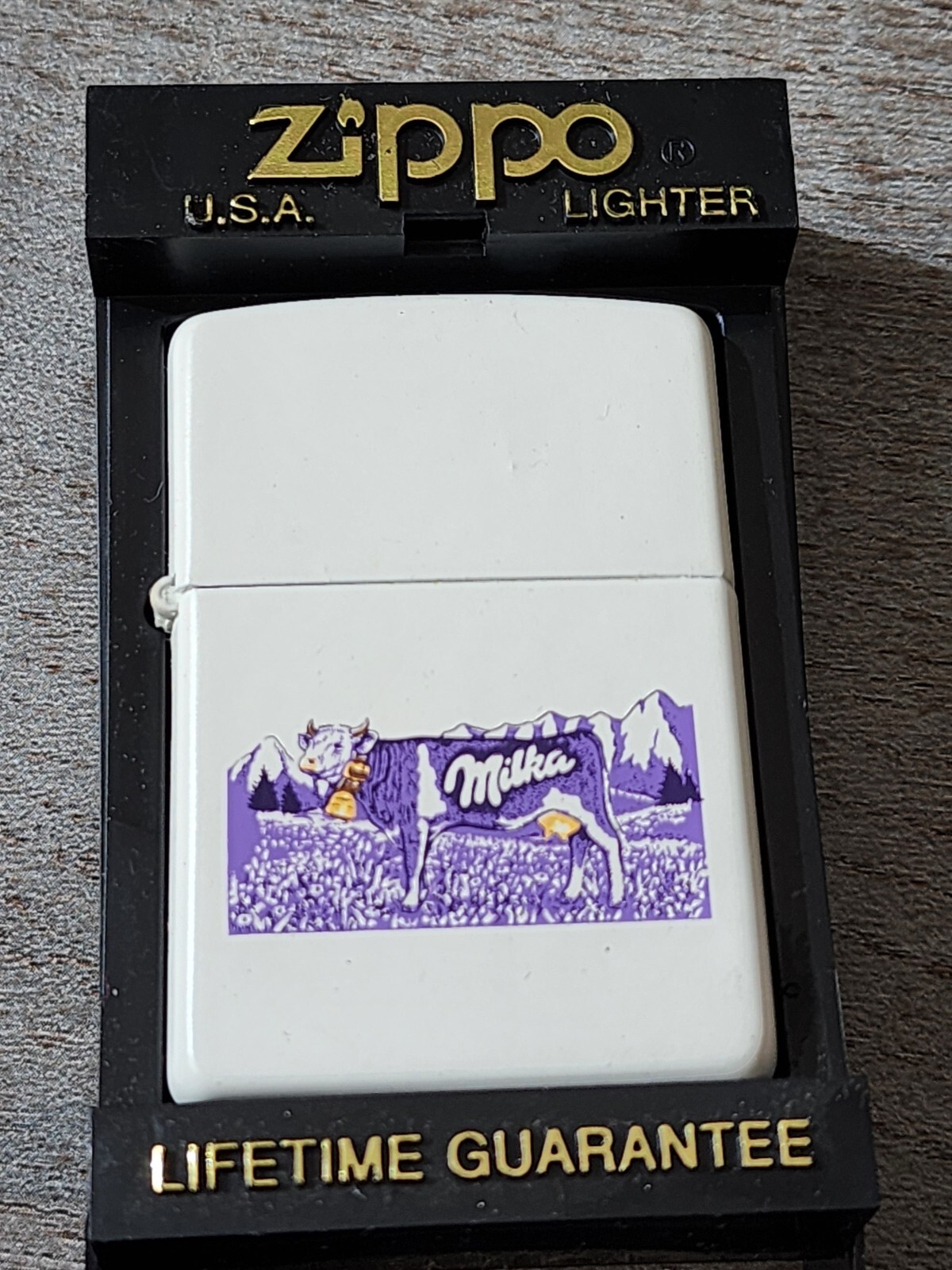 Vintage Milka Chocolate Food Advertising Zippo Lighter 1994 UNSTRUCK