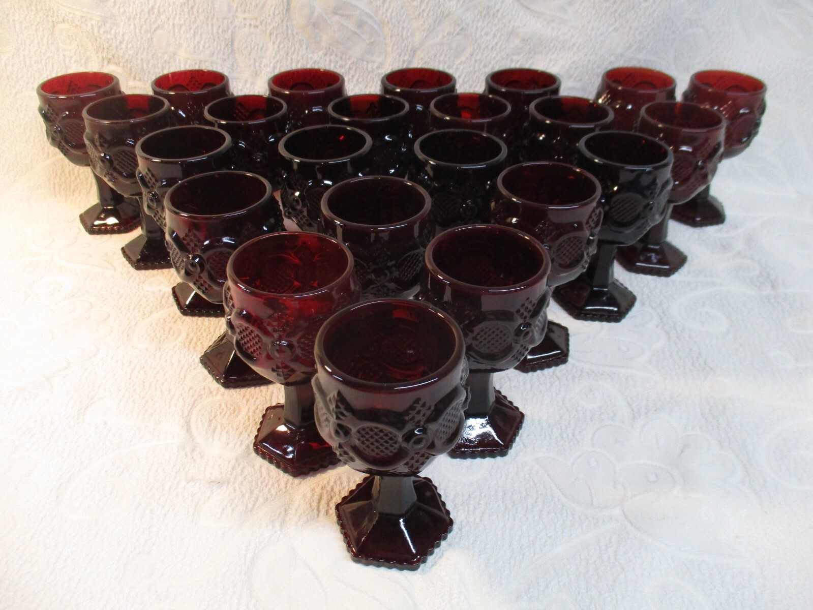 Vintage Avon Ruby Red Cordial Glasses Small  Stemmed Goblets Cape Cod 23 Avail