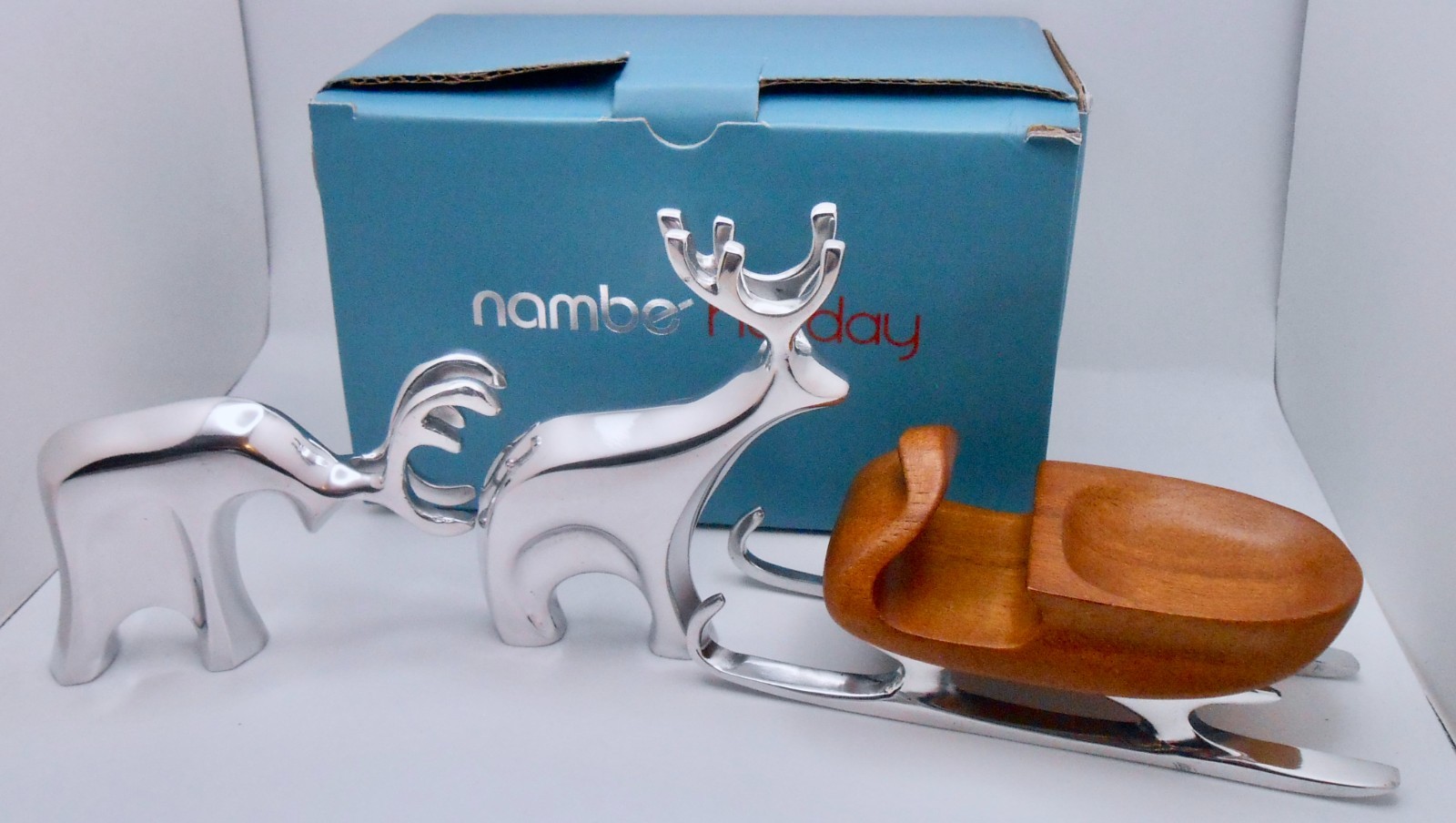 NAMBE Todd Meyers Miniature Sleigh with Reindeer 3-Pc. Figurine Set H72