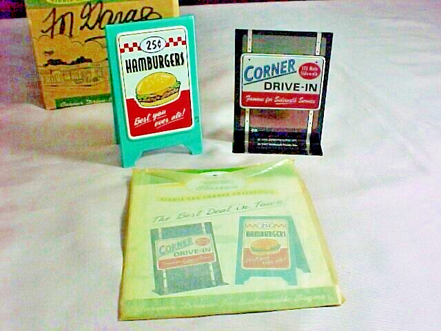 2 Miniature Model RR Dollhouse Restaurant  Signs Hallmark Kiddie Car Classics