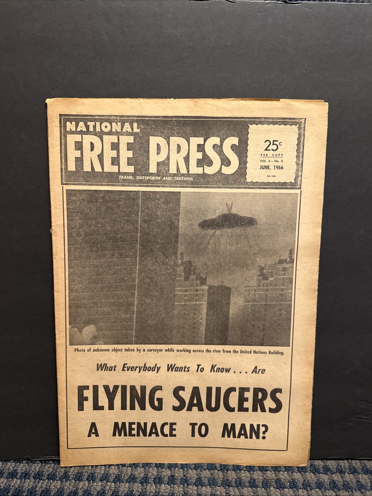 1966 June National Free Press Newspaper Flying Saucers A Menace to Man? VRN10F-1