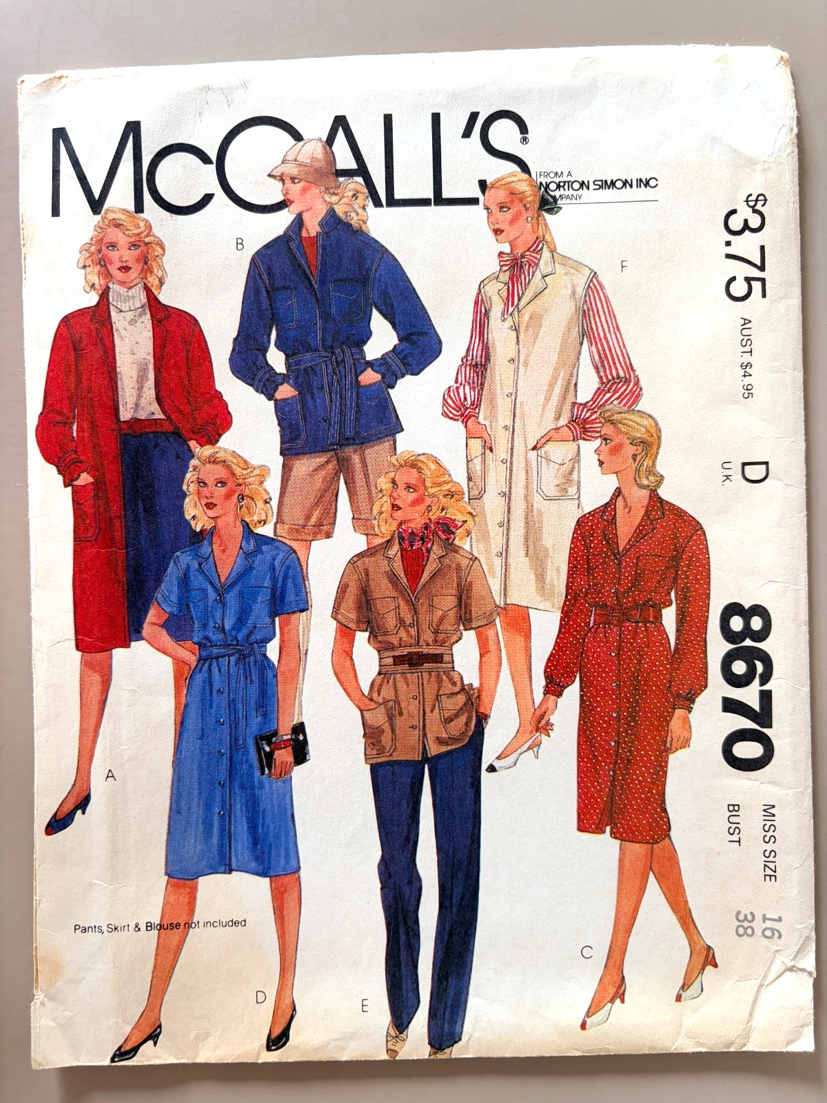 Vintage 80s McCall\'s 8670 Sewing Pattern Misses\' Dress, Jumper Size 16 UNCUT FF
