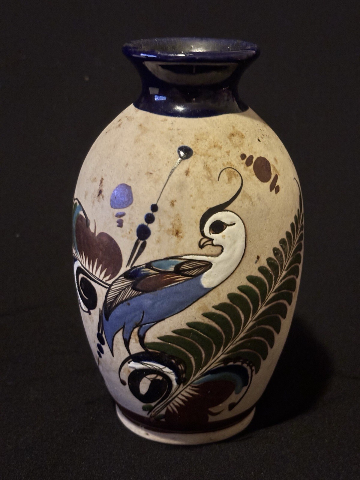 Vintage Tonola Folk Art Pottery Vase