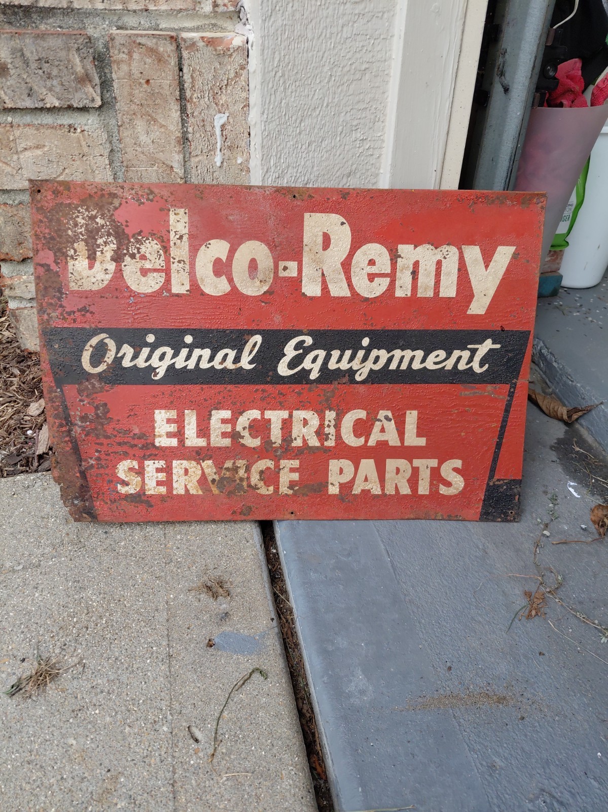 c.1950s Original Vintage Delco Remy Sign Metal GM Chevy Electric Service OEM 