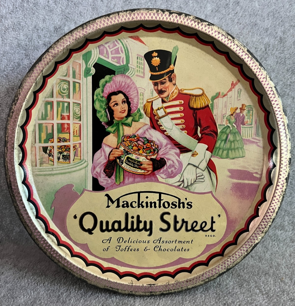 Vintage Mackintosh\'s Quality Street Toffees & Chocolates Tin Canister England