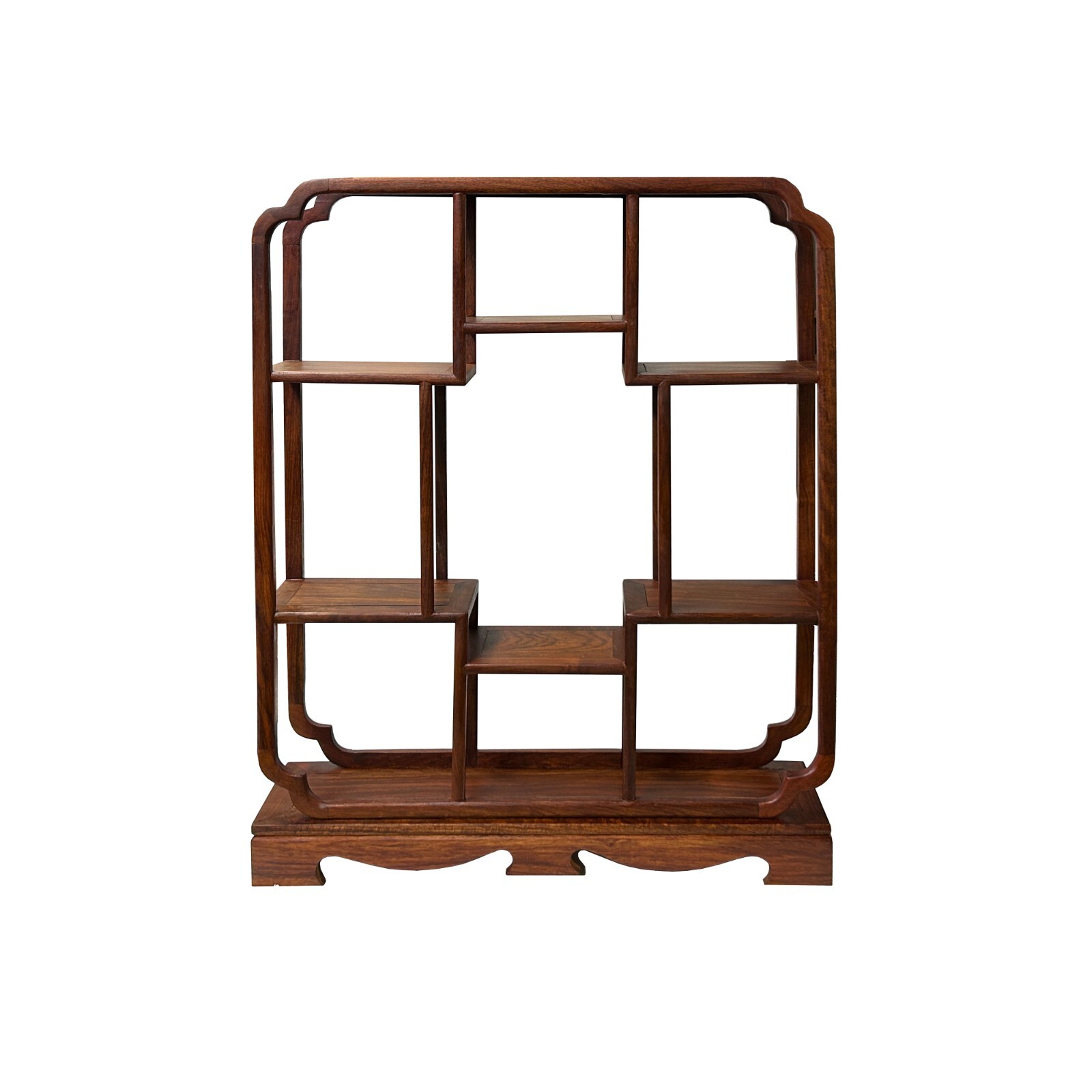 Chinese Light Brown Rectangular Table Top Layers Curio Display Stand ws3729