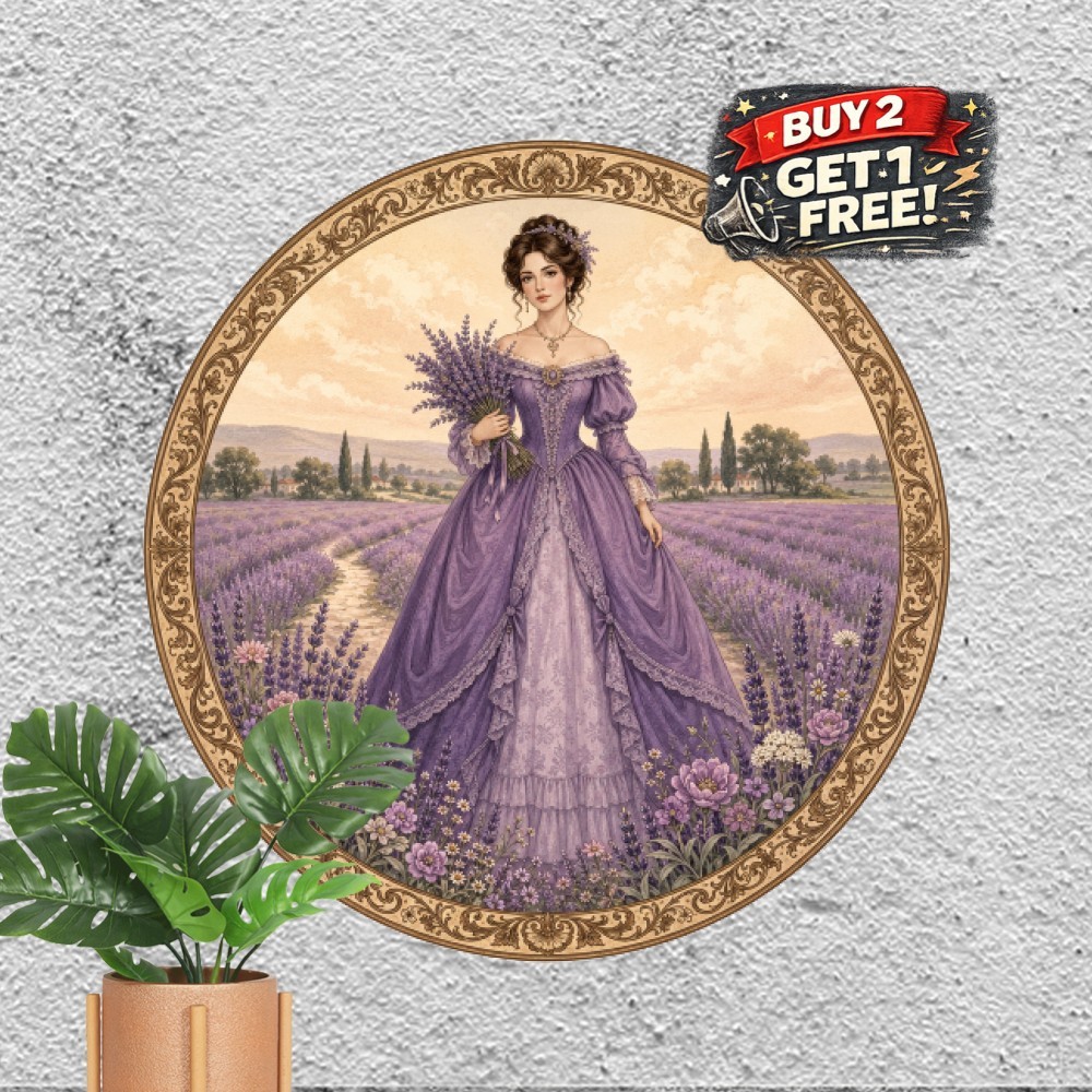 Vintage Victorian Lady Portrait Round Metal Sign Shabby Chic Tin Plaque 8x
