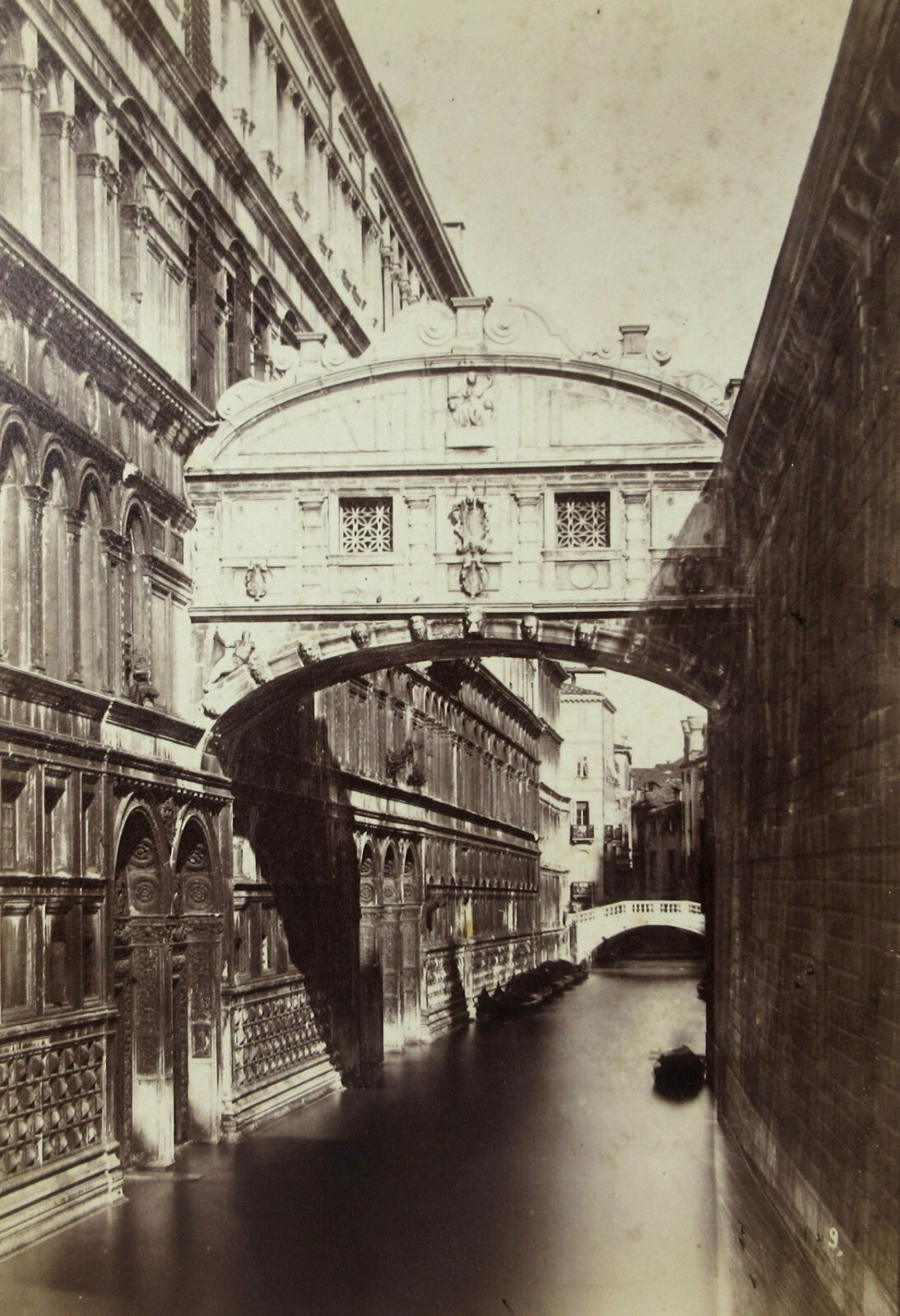 Antique Venice Italy Albumen Photo Cabinet Card Bridge of Sighs C. Naya 1870-80s