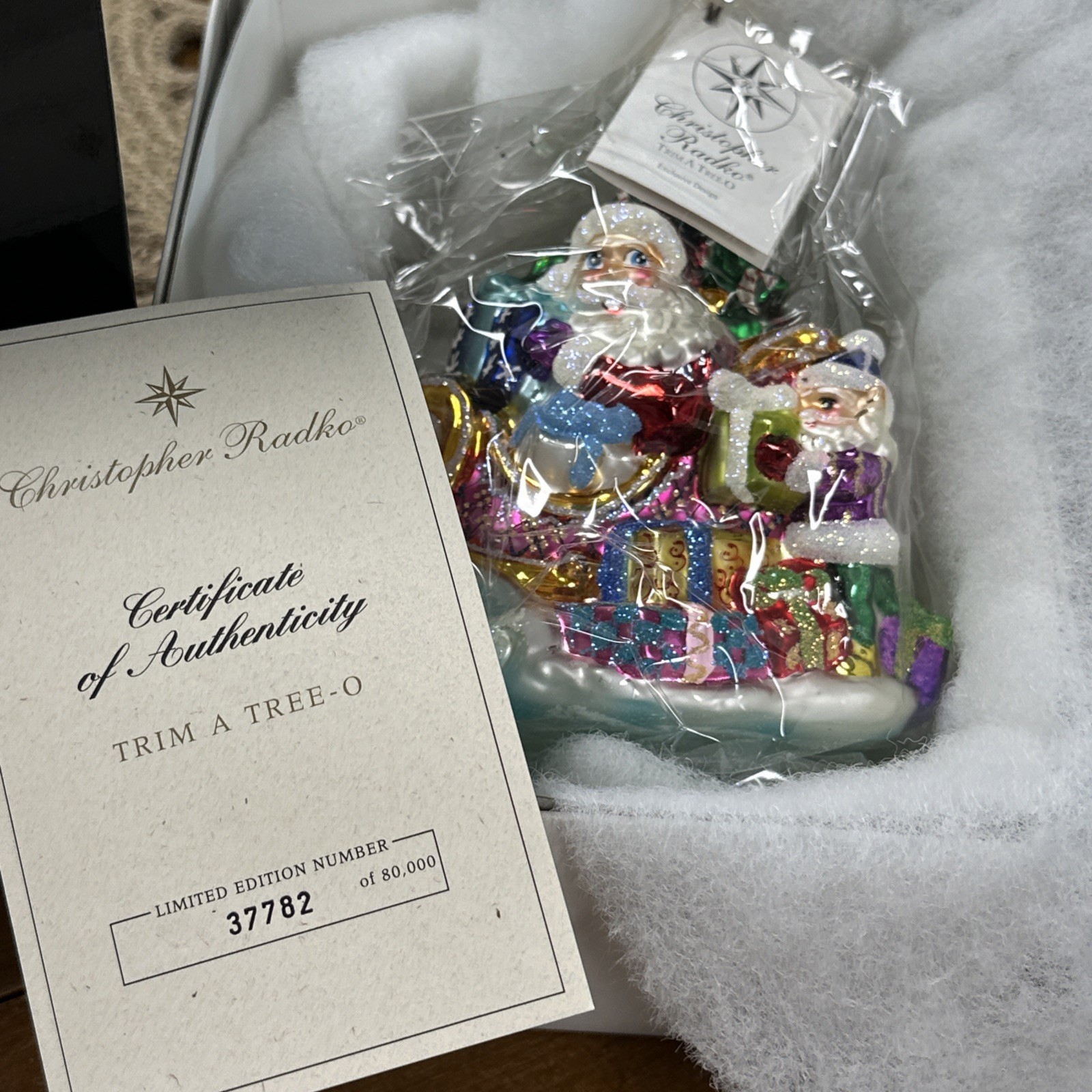 Christopher Radko Trim A Tree-O 2000 Limited Edition Ornament Box COA #37782