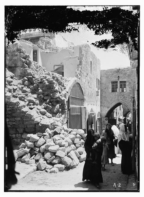 Photo:1927 Earthquake Damage Ruins Stone Buildings Street Scene
