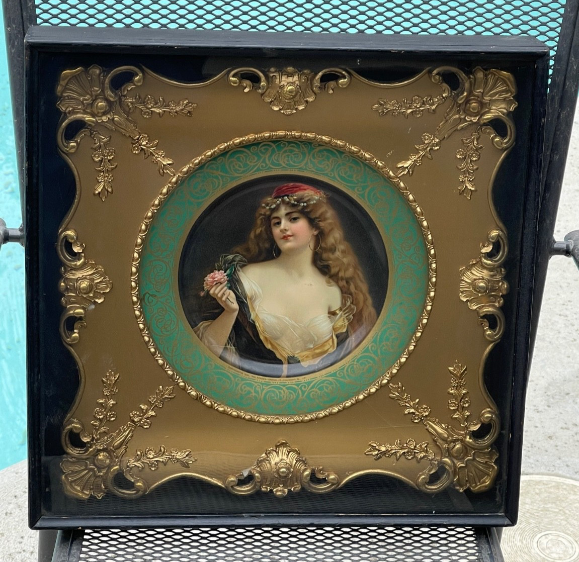Rare 1903 Vienna Art Plate Girl Tin Litho Coca Cola Antique Advertising (NM)