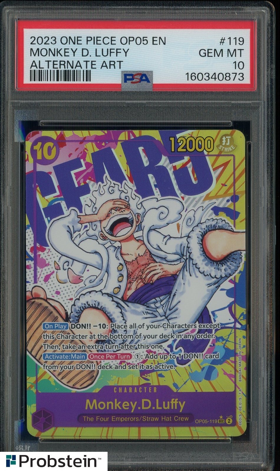 2023 One Piece OP05 EN Alternate Art #119 Monkey.D.Luffy PSA 10 GEM MINT