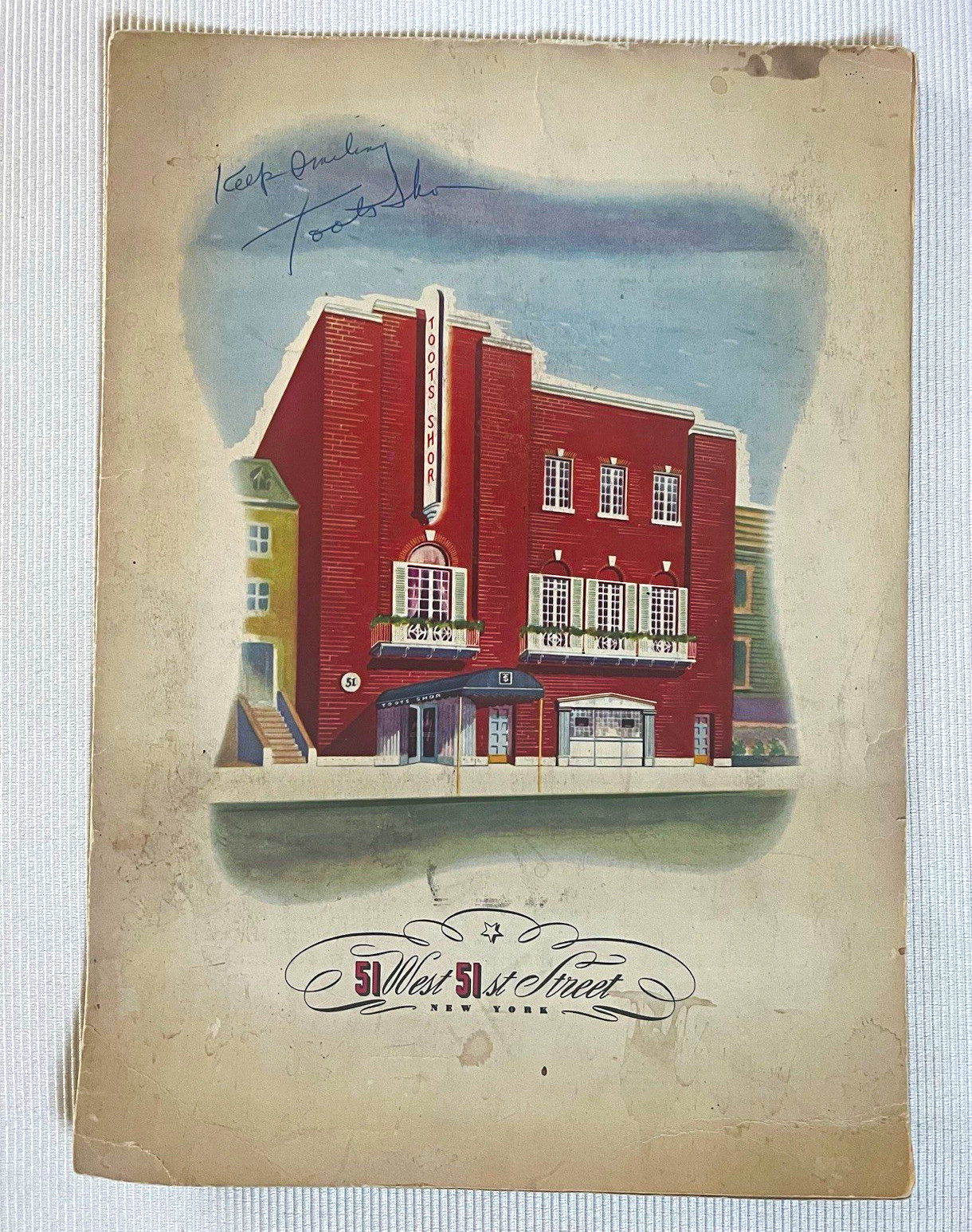 1952 Toots Shor Menu Signed - HOF Baseball Players on back