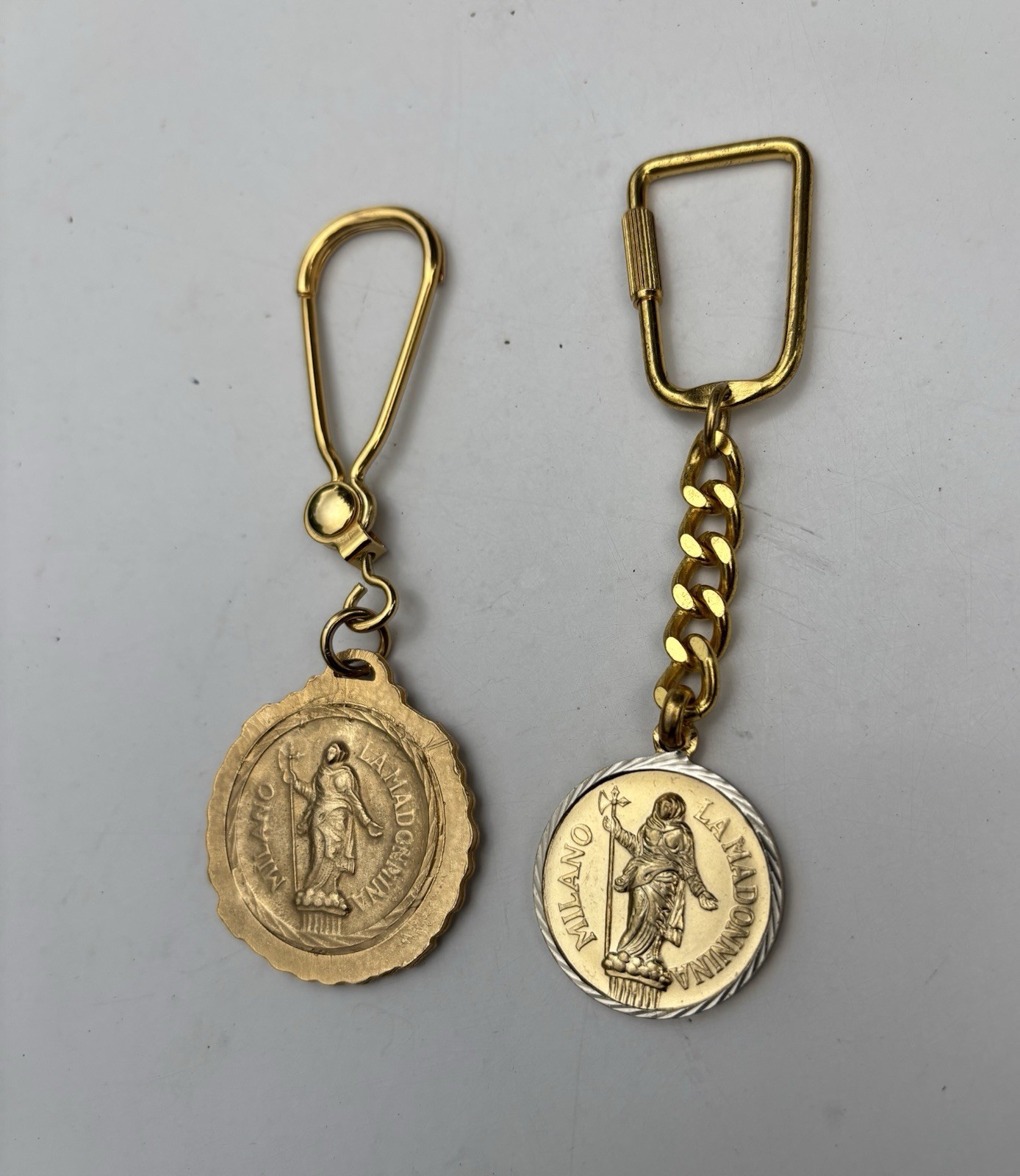 VINTAGE set of 2 - Italy KEYCHAIN FOB  MILANO La Madonnina 1970\'s