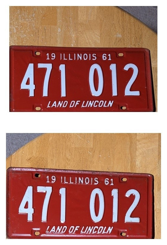 1961 Illinois License Plate Pair 471 012 Vintage IL Matching Set