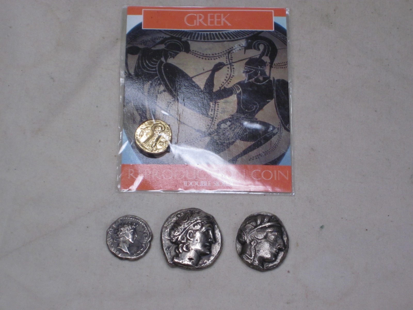 4 souvenir Greek double sided vintage tokens token coins coin lot