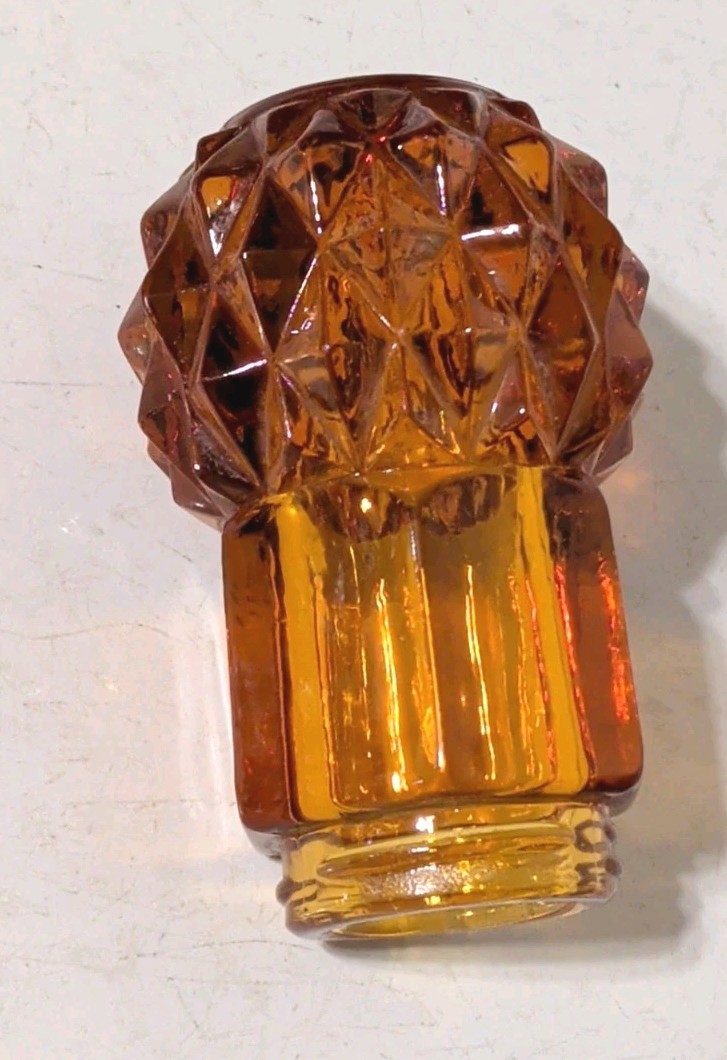 Vintage Amber Indiana Glass Diamond Point Salt Or Pepper Shaker Base Only 