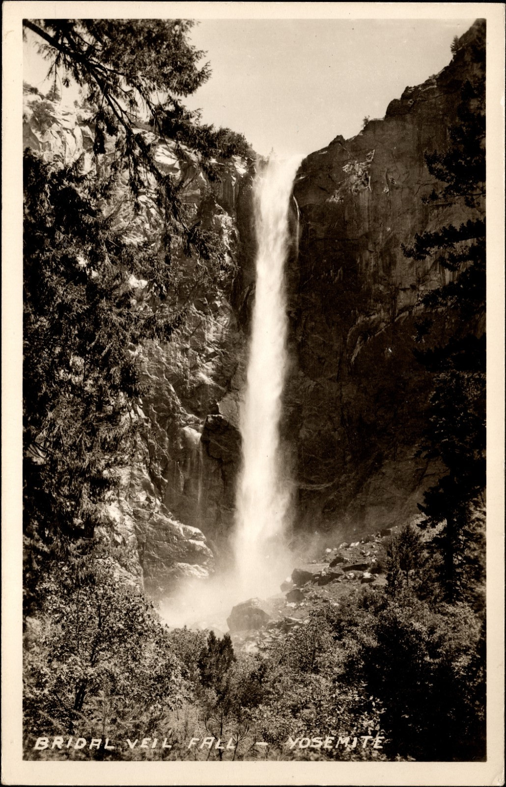 Yosemite National Park CA Bridal Veil Fall   RPPC EKC 1939-1950 Kodak