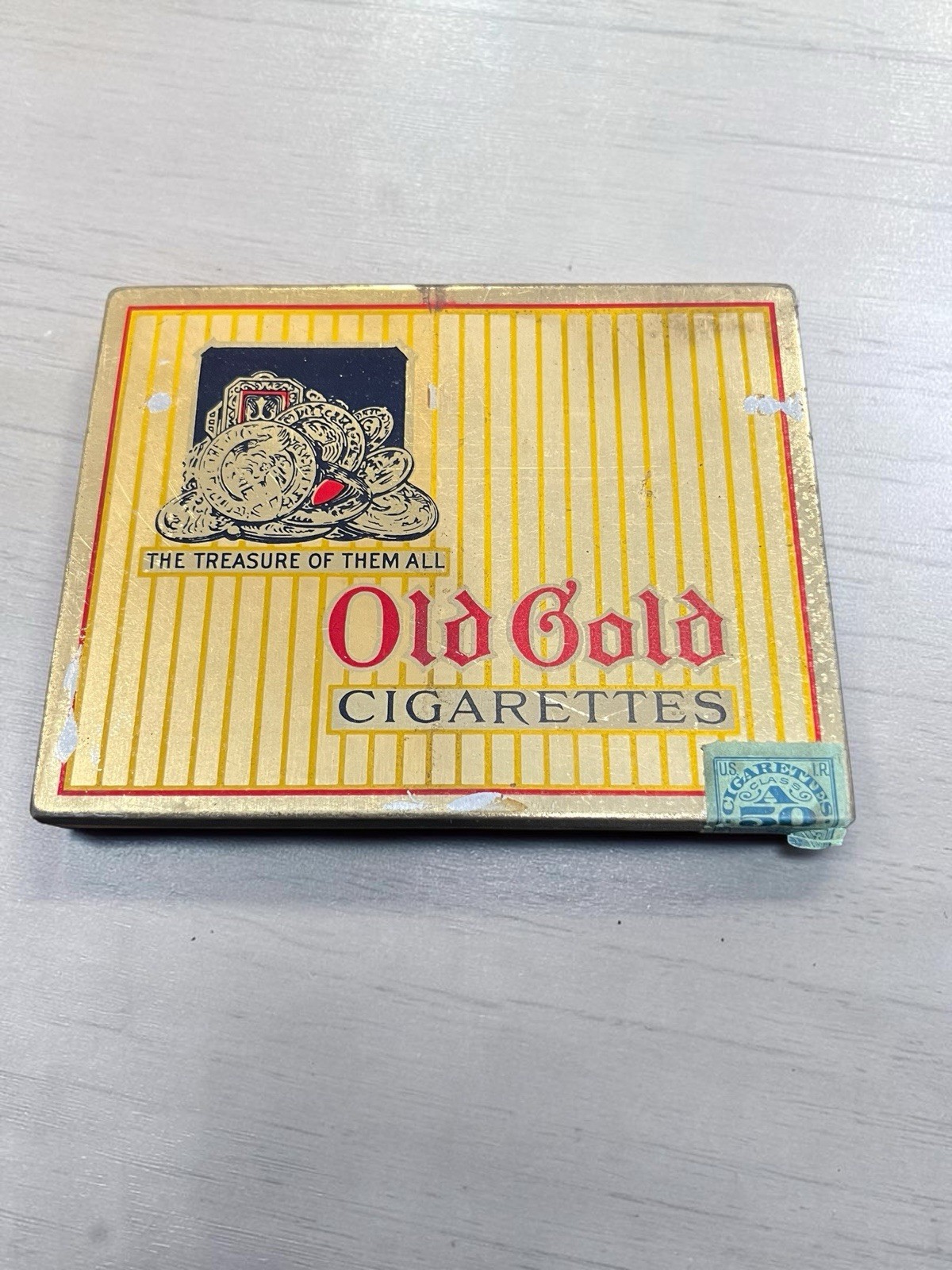 vintage Old Gold Flat Fifty cigarette tin vintage Old Gold Flat Fifty cigarette tin