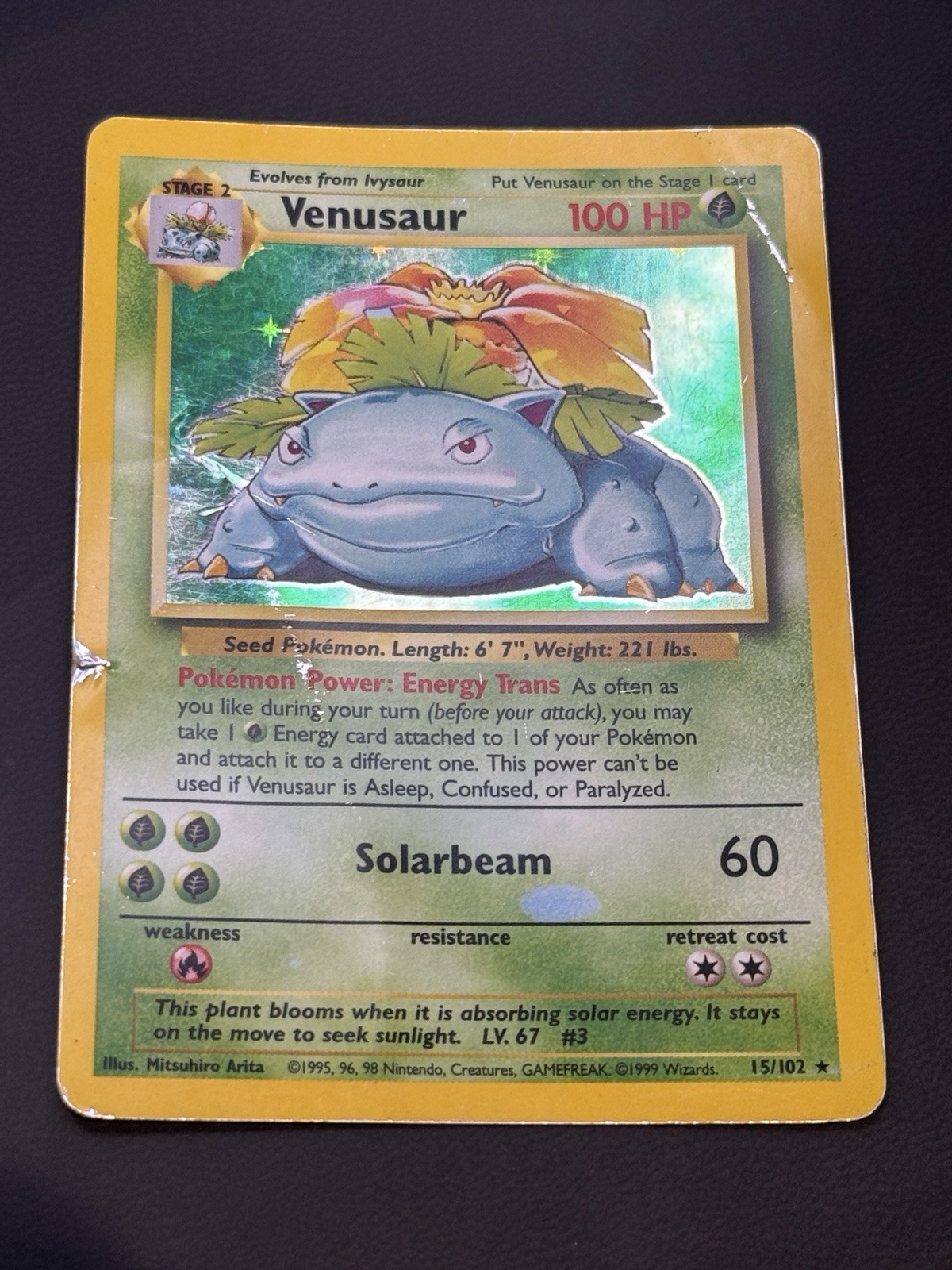 Pokémon TCG Venusaur Base Set 15/102 Holo Heavily Played