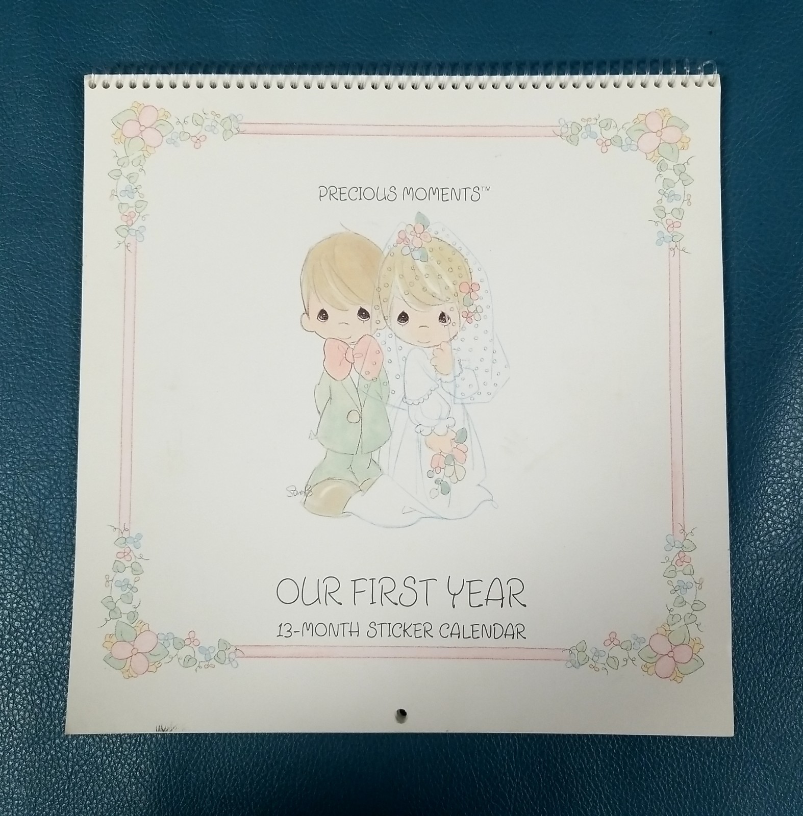 VTG Precious Moments Our 1st Yr Blank 13 Month Calendar W/ Stickers Use Any Yr.