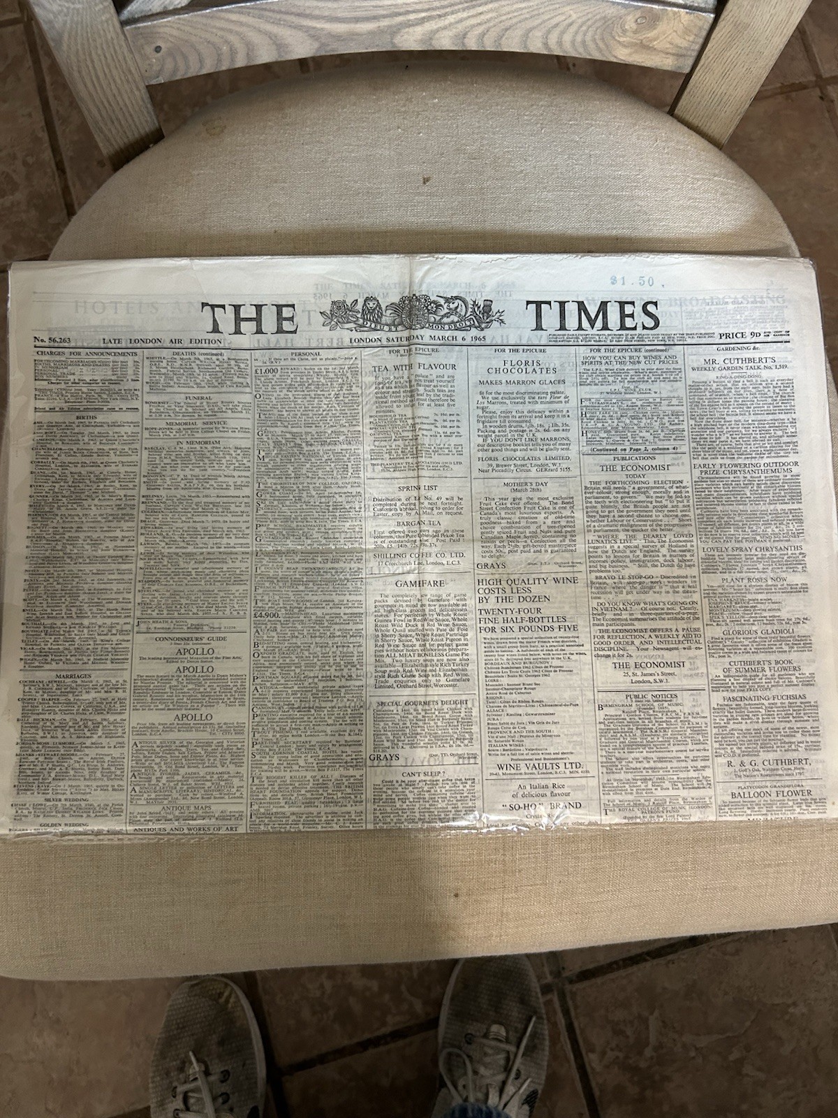 London Times Newspaper March 6 1965