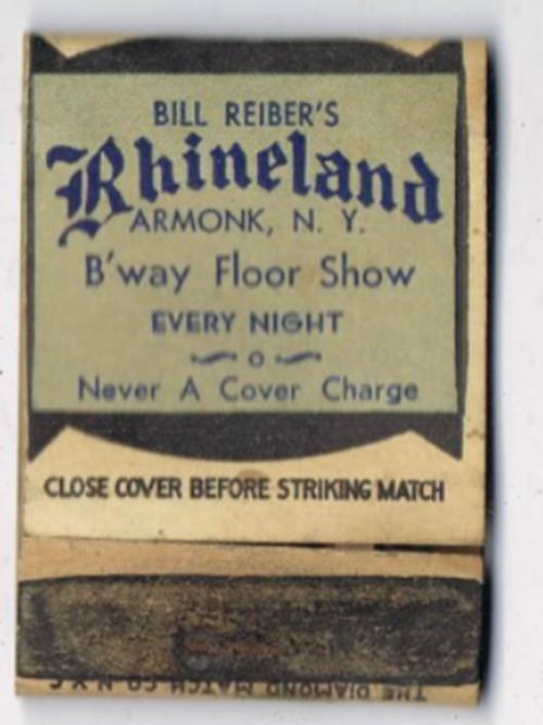 1930s Bill Reiber\'s Rhineland Club Restaurant Armonk NY Matchbook - RA10C 1930s Bill Reiber\'s Rhineland Club Restaurant Armonk NY Matchbook - RA10C