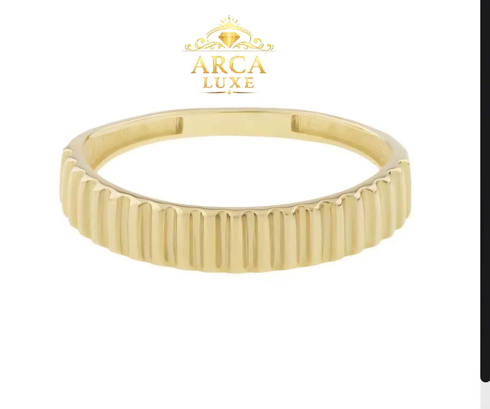 14K Solid Gold Ridge Ring – Textured Minimalist Band size 7