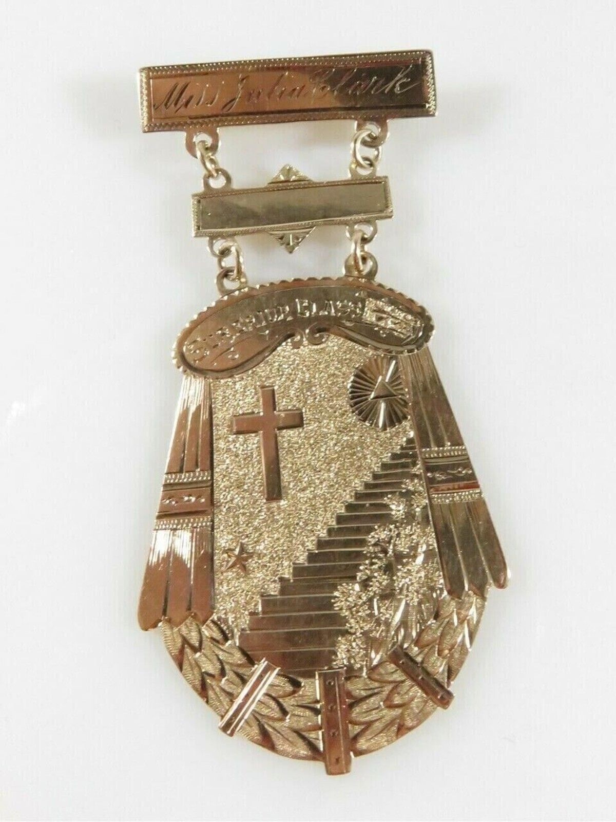 1891 St. Joseph\'s Academy Wheeling WV 10K Gold Medal Victorian School Medal