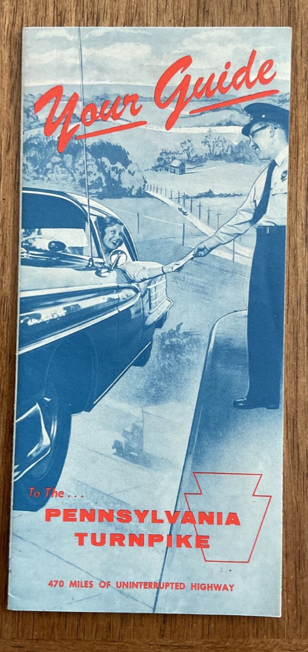 Vintage 1959-63 Pennsylvania Turnpike tourist map brochure