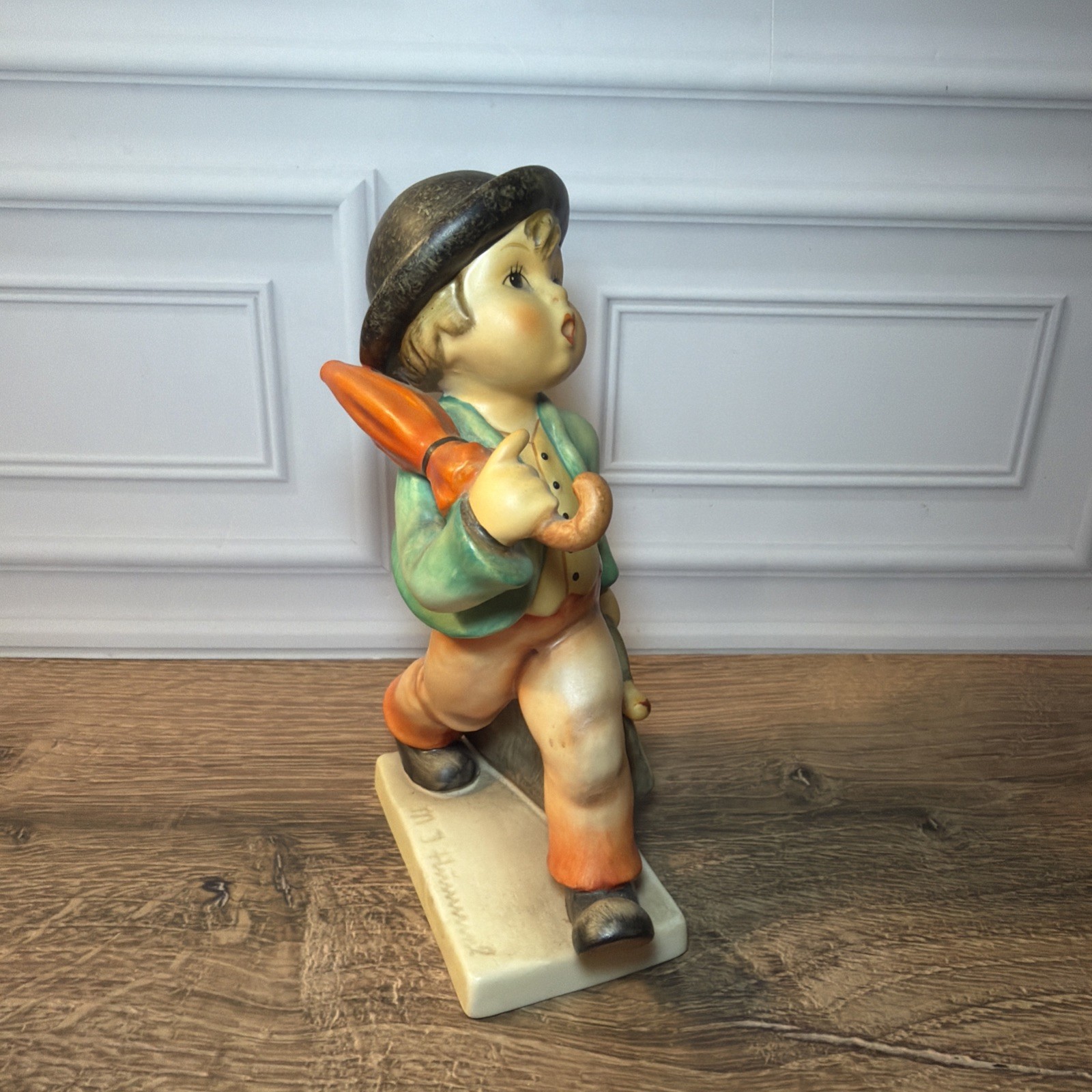 Goebel Hummel Merry Wanderer Figurine As Is Broken Umbrella Tip Repair 11 0