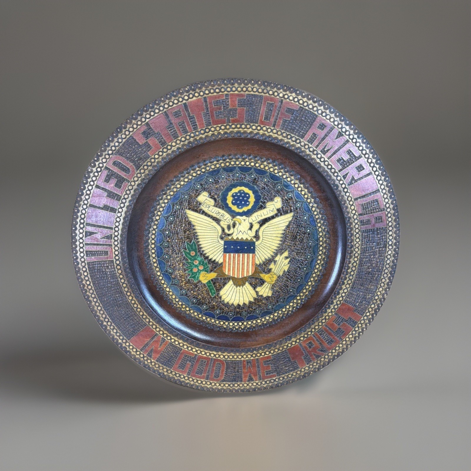 United States of America In God We Trust Wood Tray/Plate 19.5” Americana Folk