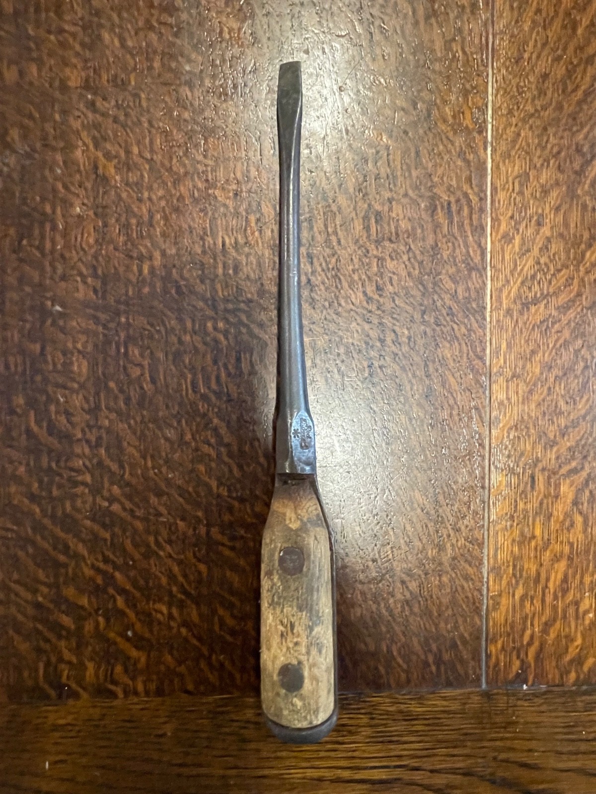 Vintage/Antique Flat Head Slotted Screwdriver Wood Handle Shank Heavy