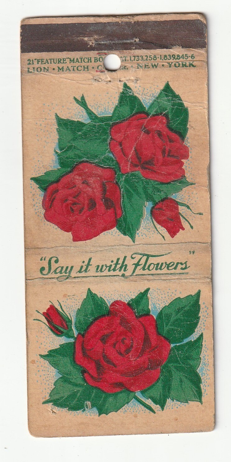 MATCHBOOK COVER - ALLEN STREET GREENHOUSES - SPRINGFIELD MASSACHUSETTS - FLOWERS