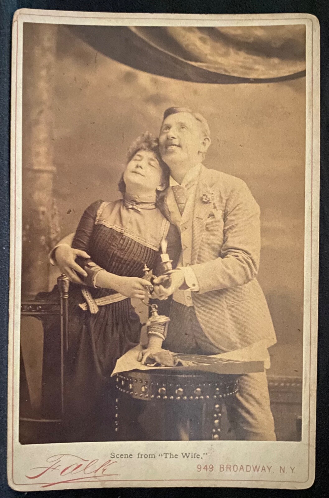 Cabinet Photo Theater~Man & Woman in Scene from Play “The Wife” Actors NY City