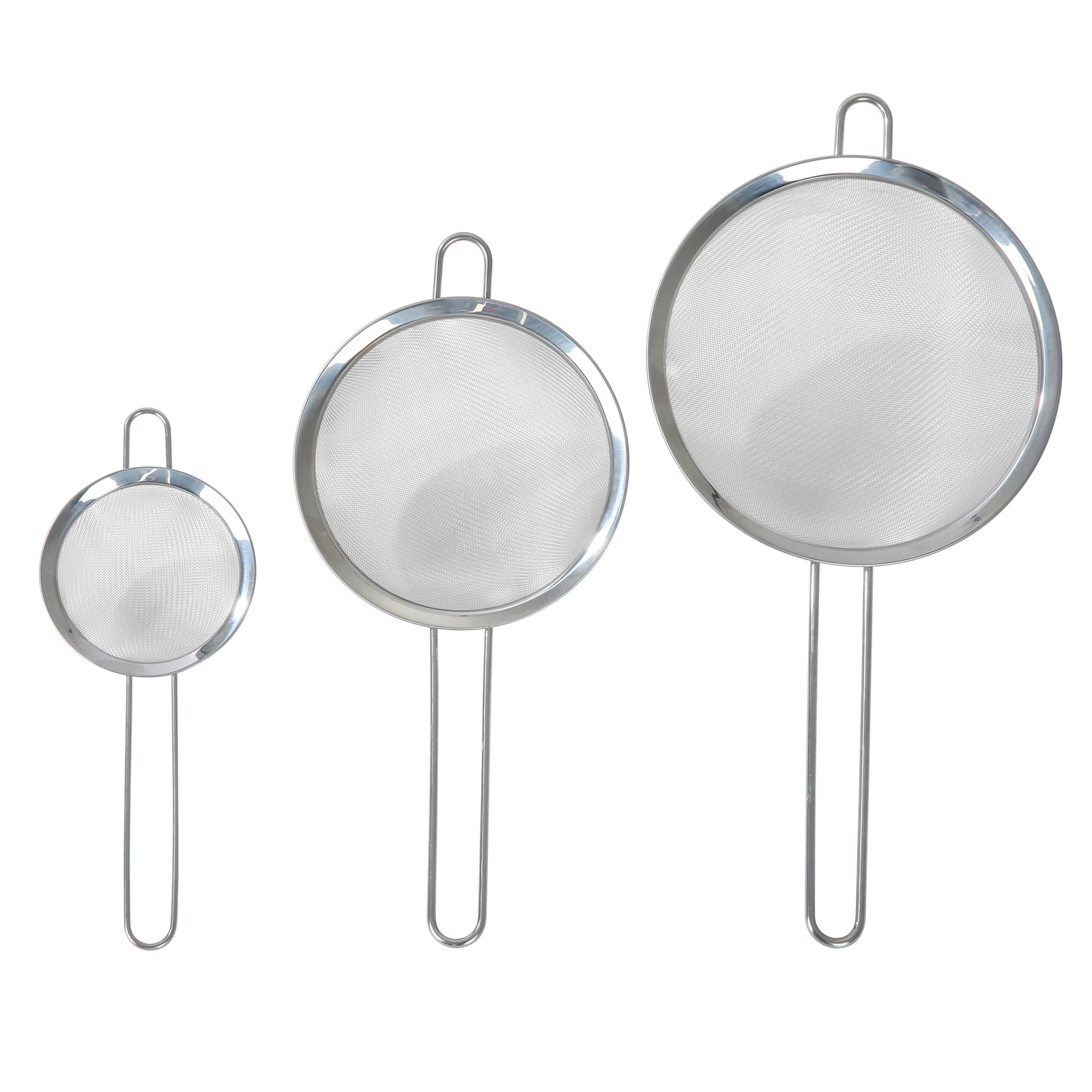 Mainstays 3-Pack Stainless Steel Fine Mesh Strainers, 4/6/8 Inch, Silver