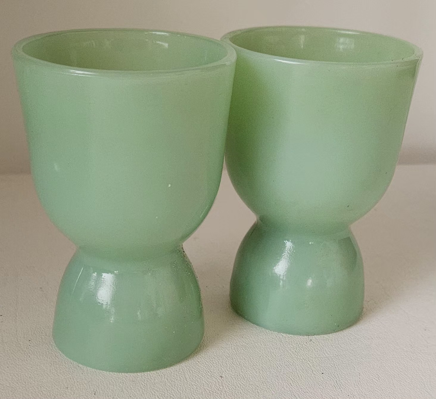 Vintage 2 Fire King Jadeite Original  Egg Cups 